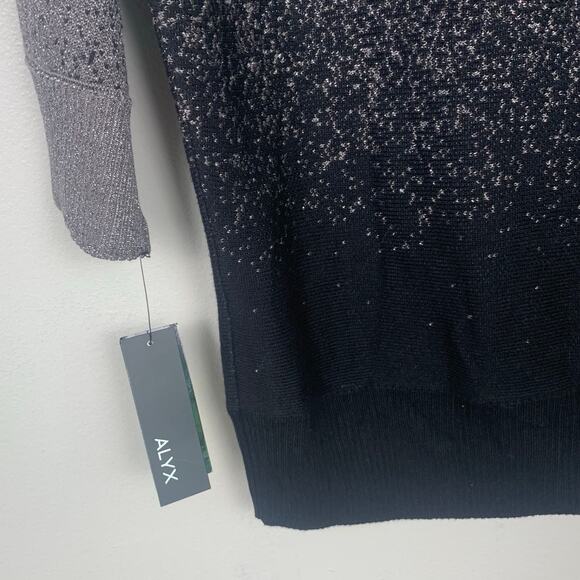 Alyx Holiday Three Quarter Sleeve Black & Gray Sweater Size Large New with tag - Picture 7 of 10